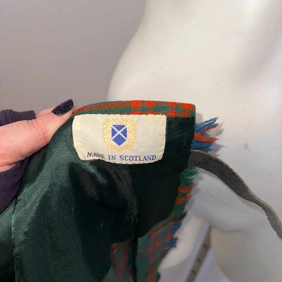 Vintage 70s Scotch House Plaid Pleated Wrap Kilt Skirt Fringe Dark Academia XXS - Picture 6 of 7